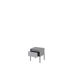Small bedside cabinet with ribbed drawer front and open shelf, dark grey
