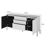 Black sideboard size diagram: 166 cm wide and 83 cm high