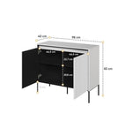 Two-door sideboard size diagram: 98 cm wide and 83 cm high