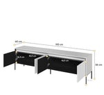 Long TV cabinet size diagram with 193 cm length and 56 cm height
