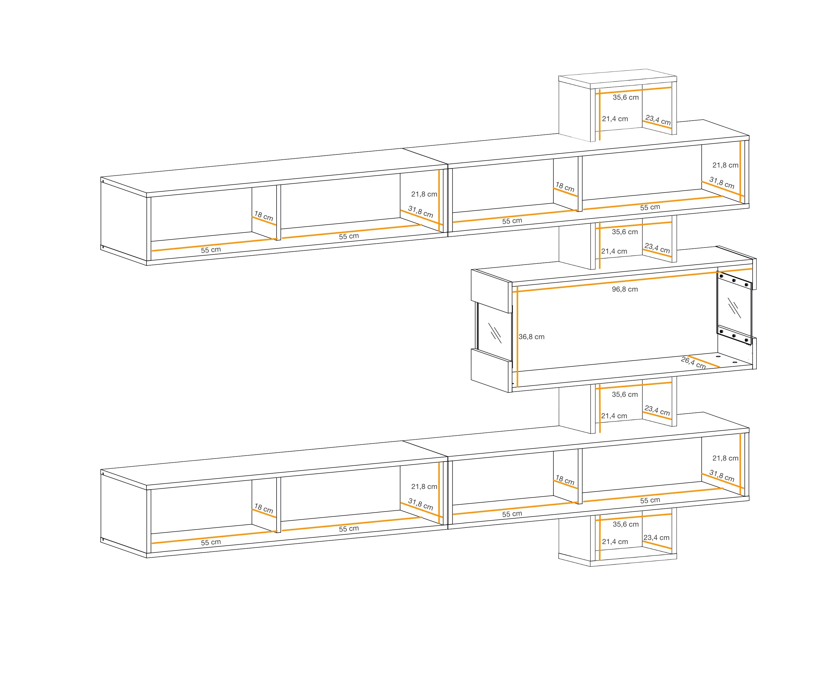 Washington Media Wall Unit W250cm