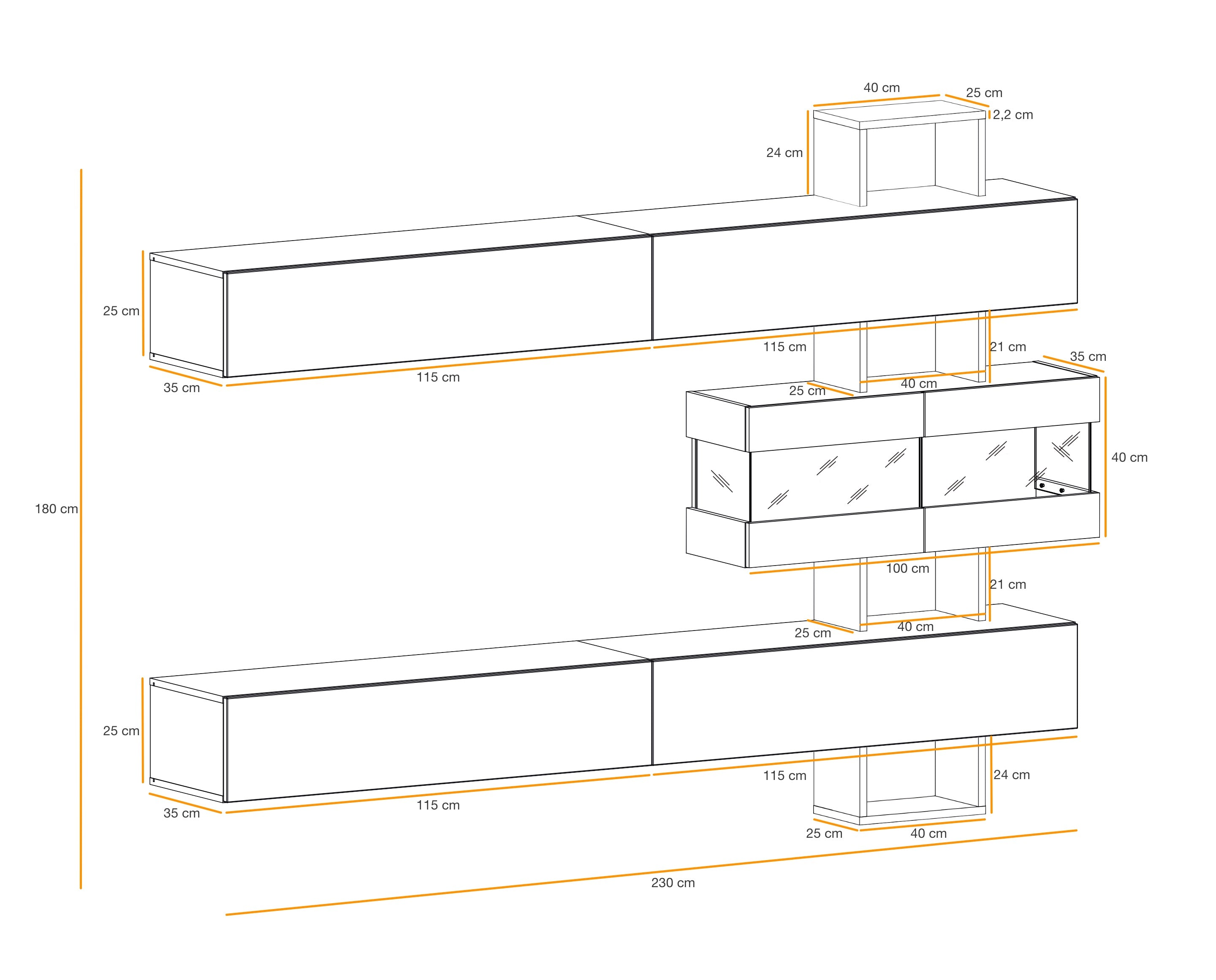 Washington Media Wall Unit W250cm