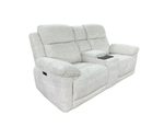 Arden 2-seater recliner sofa side view with padded arms and built-in footrest