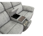 Arden 2-seater recliner sofa with open armrest tray, cup holders, and buttons