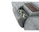 Arden 2-seater recliner sofa with grey armrest cup holders and control panel
