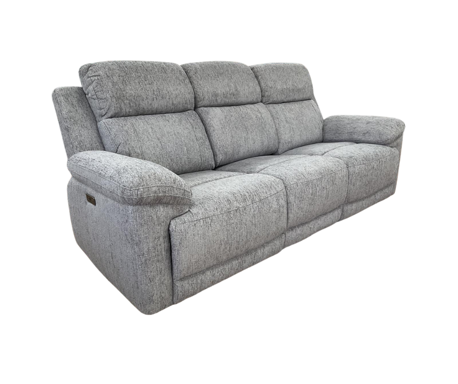 Grey 3-seater recliner sofa, three padded seats with reclining back sections