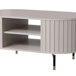 Cashmere ribbed round coffee table with open shelf and gold-tone legs