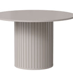 120 cm round dining table with cashmere-gray ribbed cylindrical base