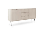 Cashmere Mila sideboard with vertical ribbed doors, two bar handles, tapered legs