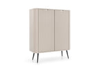 Cashmere highboard cabinet with vertical ribbed doors and tapered legs