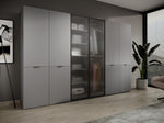 Cairo wardrobe cabinet with fluted glass door panel and ribbed lower section