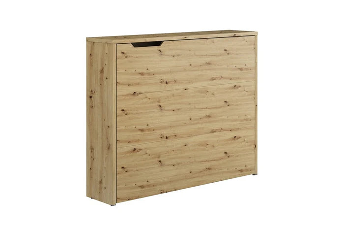 Artisan oak desk cabinet with hinged top opening and solid front panel