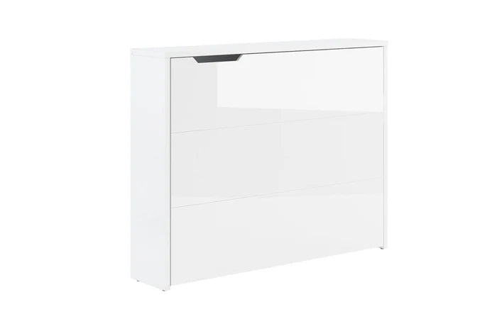 White convertible desk with storage cabinet and smooth front panels