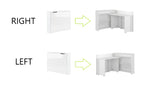 Convertible desk showing left and right configurations