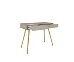 Ola Wave dressing table desk with ribbed drawer, cashmere finish, gold-toned legs