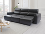3-seat electric sofa in black with deep seats and padded armrests with chaise ends