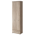 60cm hallway wardrobe in light oak effect, two doors and two drawers.